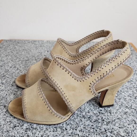 Prada Leather Suede Boho Retro Tan Sling Back Sz 39.5 EU 9-9.5 US Vero Cuoio+box - Picture 10 of 16